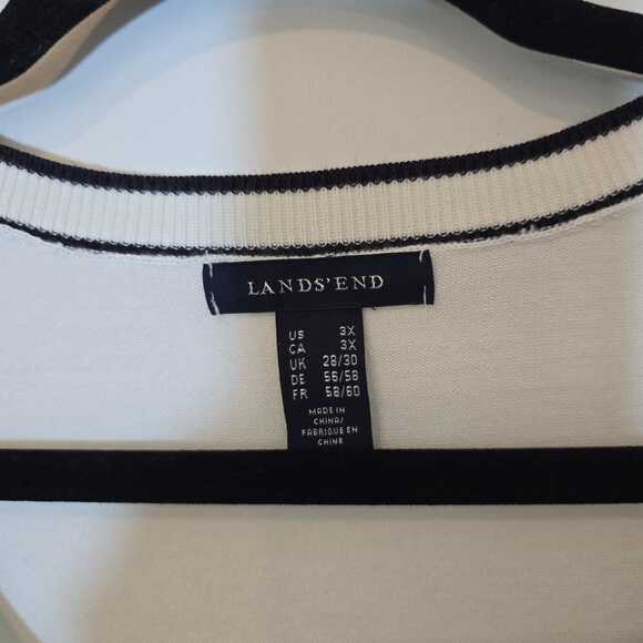 Lands' End 3X Ivory Short Sleeve Knit Top Soft Contrast Trim Preppy Classic - Picture 6 of 7